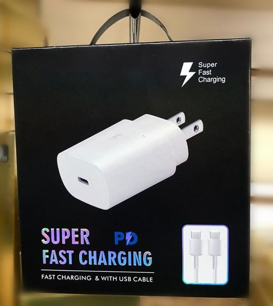 

for samsung note10 pd fast charging 25w power adapter & usb type c to usb c data cable us eu qc3.0 quick travel charger for galaxy note 10