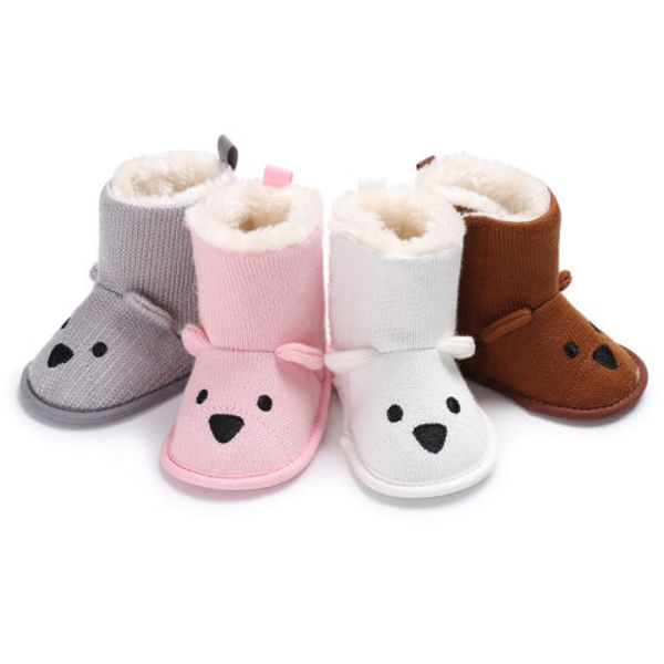 

Bear Toddler Baby Boys Girls Snow Boots Knit Crochet Crib Soft Sole Shoes 0-18M