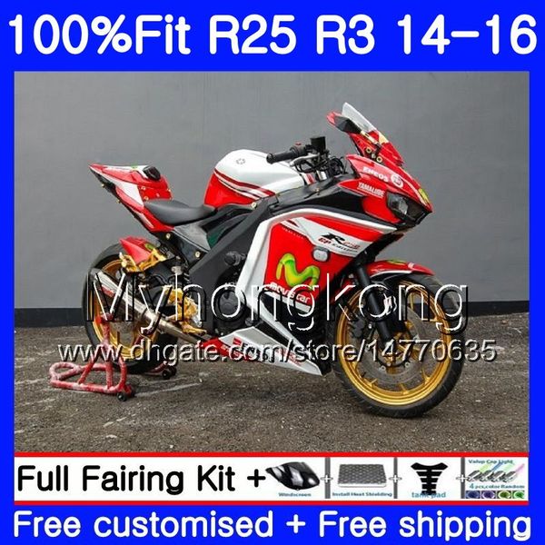 Einspritzung für YAMAHA YZFR25 YZF Movistar rotes Oberteil R25 R3 2014 2015 2017 240HM.29 YZF-R25 YZF-R3 R 25 Körper YZFR3 14 15 16 17 Verkleidungssatz