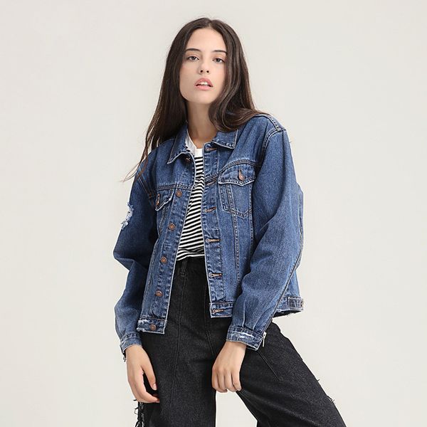 

women's jackets cotton blue denim jacket autumn spring fashion casual england windbreaker outwear ladies female jeans coat girls, Black;brown