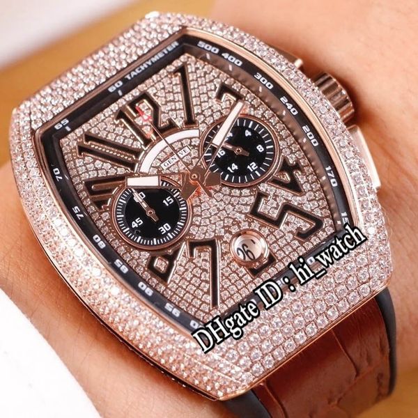 

новая мужская коллекция vanguard v 45 cc dt yacht miyota кварцевый хронограф мужские часы из розового золота с алмазным циферблатом, коричне, Slivery;brown