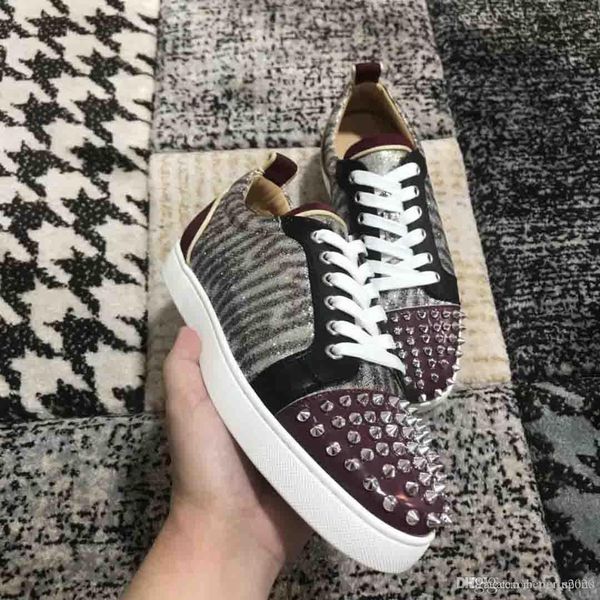 

women and men sneakers shoes junior low red bottom stuff leopard plush spiked suede,luxuious handmade sneaker party wedding casual shoe, Black