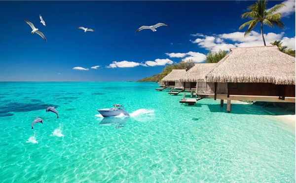 

seaside landscape 3d background wall modern wallpaper for living room