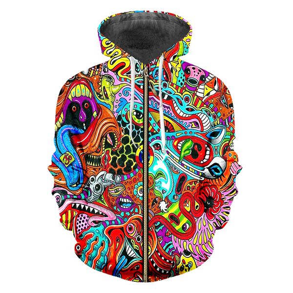 

wholesale- fashion womens/mens red ghost funny 3d print zipper jumper sweatshirt hoodies xs010, Black;brown