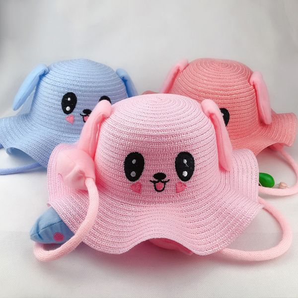 

kawaii cartoon moving ear hat children boy girl summer dance sun cap hats 2020 outdoor sweet soft hat for boys girls, Blue;gray