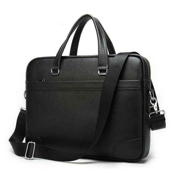 

briefcase messenger bag men's genuine leather lapbag men's briefcases office business tote for document