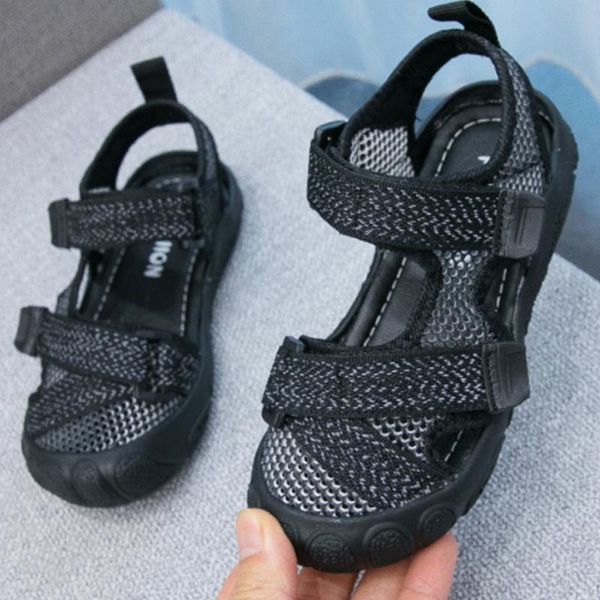 

athletic & outdoor kids shoes boys sandals beach girls casual korean version webbing design mesh breathable non-slip wear-resistant, Black