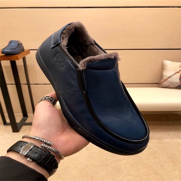 

the highest version of leather men's shoes plus velvet warm and comfortable wild leather men's shoes casual shoes size 39-45, Black