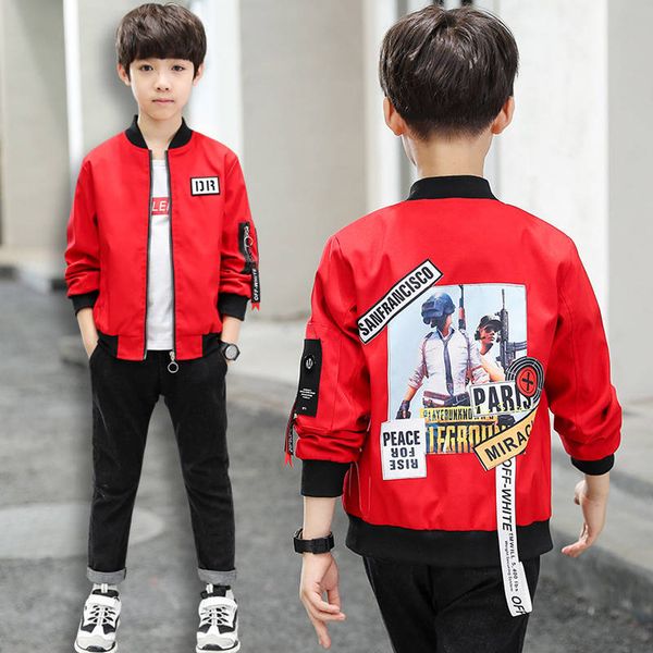 

2019 spring casual jackets for boy coat bomber jacket red black boy's windbreaker autumn jacket kids children cartoon, Blue;gray
