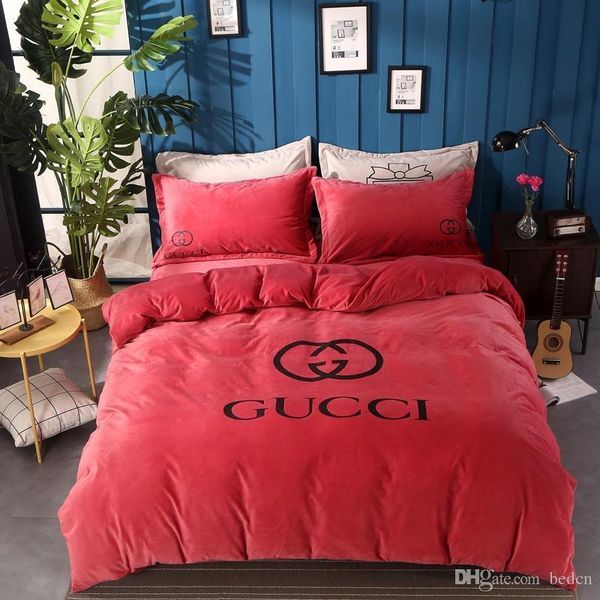 

brand design letter print bedding set american style print duvet cover set lifelike bedclothes with pillowcase bed home textiles 99