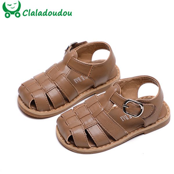 

12-16cm toddler sandals boys girls summer first walkers black beige closed toe cross strap kids beach sandals anti-slip, Black;red