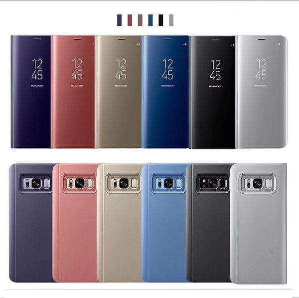 

2020 holder phone ca e electroplate mart kick tand mirror view flip cover leep wake for iphone am ung a erie of