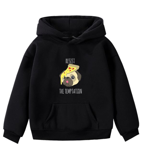 

animal dog printing baby sweatshirts children autumn winter clothing kids girls boys hoodies cotton cartoon roupa infantil, Black