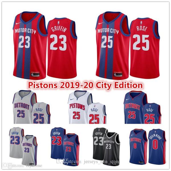 

detroit blake 23 griffin derrick 25 jersey grant 33 hill rose isiah 11 thomas dennis 10 rodman bill 40 laimbeer basketball jerseys, Black;red