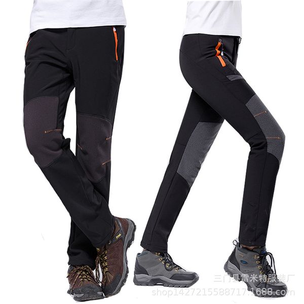 

woman winter waterproof trekking travel softshell outdoor hiking pants camping skiing trousers fishing plus size, Black;green
