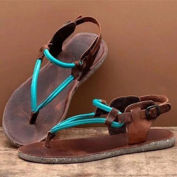 

mixed colors flat sandals woman shoes fashion women's flip-flop flats belt buckle strappy open toe beach shoes sandals woman, Black