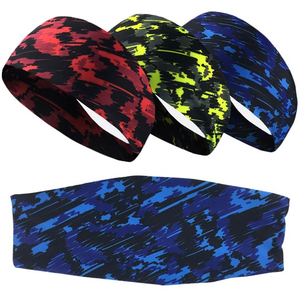 

outdoor sports headband anti-slip elastic sweatband yoga running cycling riding bike basketball hairband men fitness headbands, Yellow;black