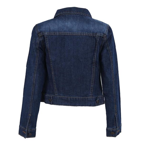 

women lapel cropped denim jeans long sleeve jacket coat short, Black;brown