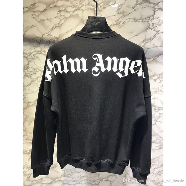 

2018 new brand pa letter print women men hoodies hip-hop pullover palm hoodie men oversized sweatshirt palm angel, Black