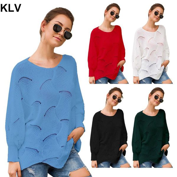 

женская batwing длинные рукава выдалбливают трикотажные свитера круглый вырез нерегулярные волны подол случайные свободные пуловеры перемычк, White;black