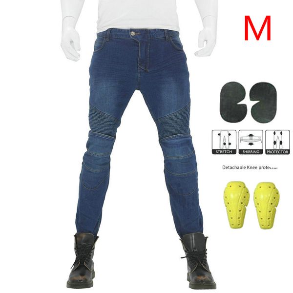 

motorcycle jeans denim biker blue trousers combat pants+knee pads accessories