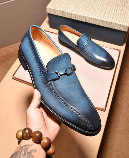 

original box] new arrival mens oxfords drive cow leather casual leisure shoes made in italy size 38-44, Black