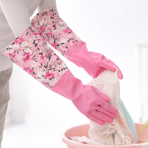 

супер-длинный 53см широкий рот утолщение очистка перчатки сращивания с ткань рукава кухня бытовая прочные резиновые перчатки