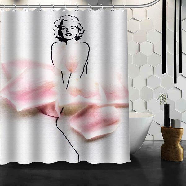 

custom pink beauty waterproof shower bath curtain printed bathroom decor various sizes#2020-05-26