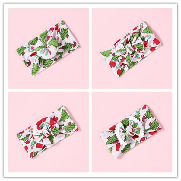 

1pcs soft elastic nylon headbands print christmas hat head wrap princess kawaii girls for hair accessories turban headband, Slivery;white