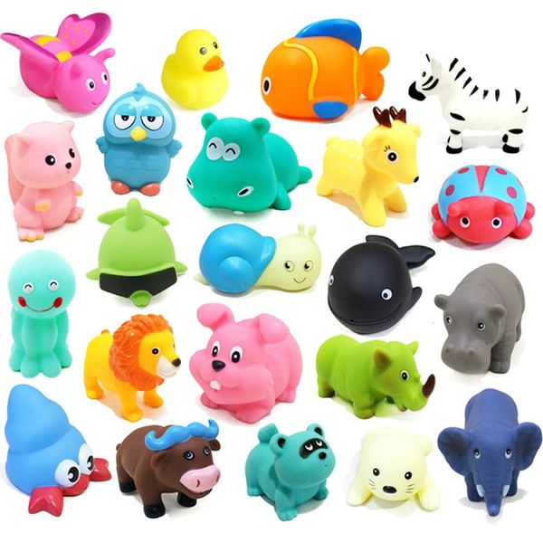 

5pcs baby bath toys soft rubber duck squeeze sound float animals bathroom swimming water toys for children boys girls