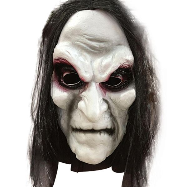 

scary black long hair blooding ghost mask cosplay halloween costumes party prop 30