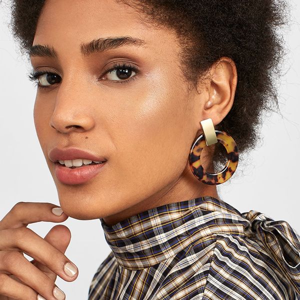 

новая мода большой круглый леопардовый принт акриловые падение мотаться серьги женщины прозрачный преувеличенные заявление партии ювелирных, Silver