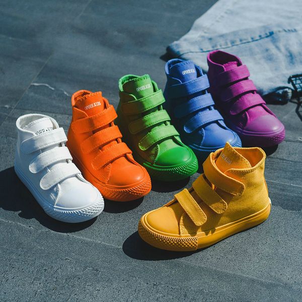 

kids shoes colorful canvas new spring and autumn for baby boys sneakers casual baby girl candy high solid children shoes y190525, Black;red