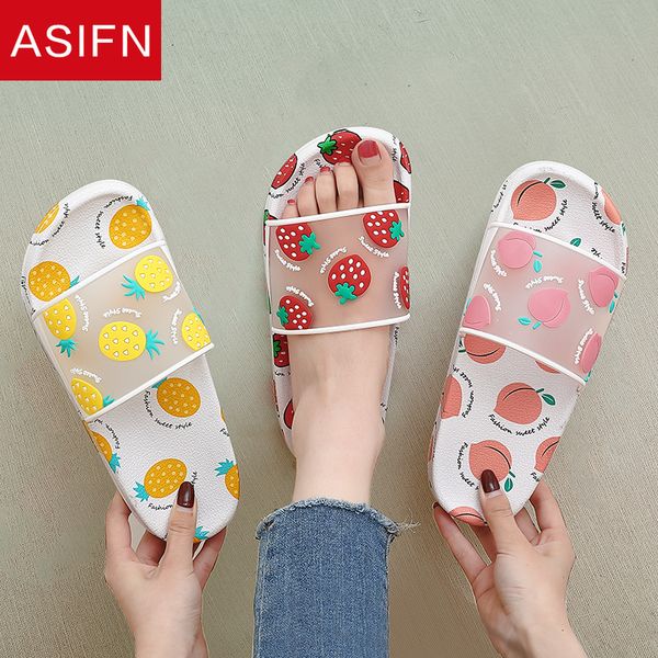 

asifn women's slippers cute fruit non slip indoor ladies flip flops strawberry girls loverly mules chaussures femme cute slides, Black