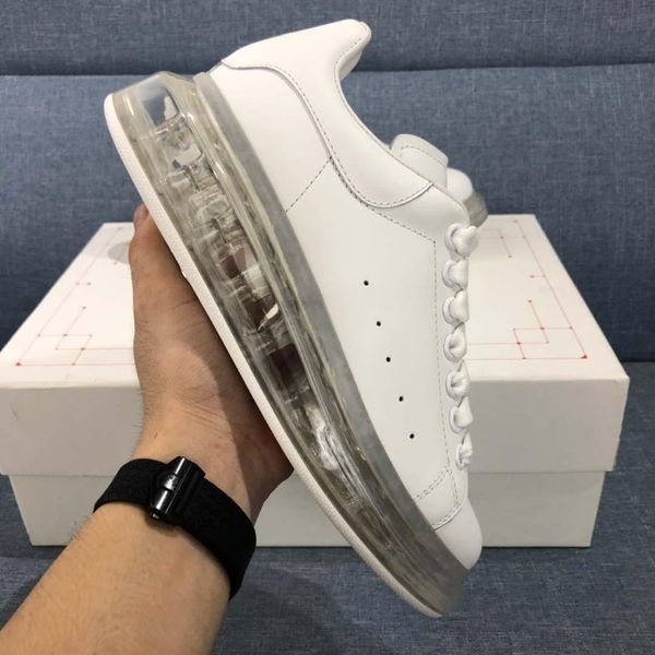 

designer luxury mens casual shoes clear sole trainers red yellow pink transparent crystal bottom flats men women sneakers, Black