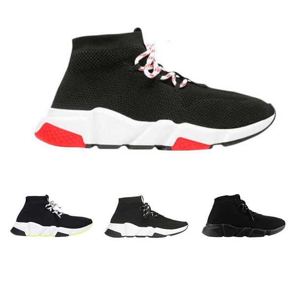 

lace-up socks shoes 2019 casual for men women trile black red green sole fashion sneaker mens trainers size 36-45