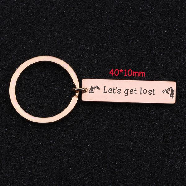 

stick figure mountains hand stamped let's get lost keychain for traveler jewelry gift new fashion key fobs charm holder, Silver