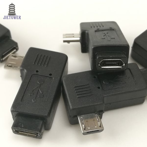 Par direito ângulo esquerdo micro usb masculino 90 graus masculino para micro fêmea plug adaptadores quente worldwdie