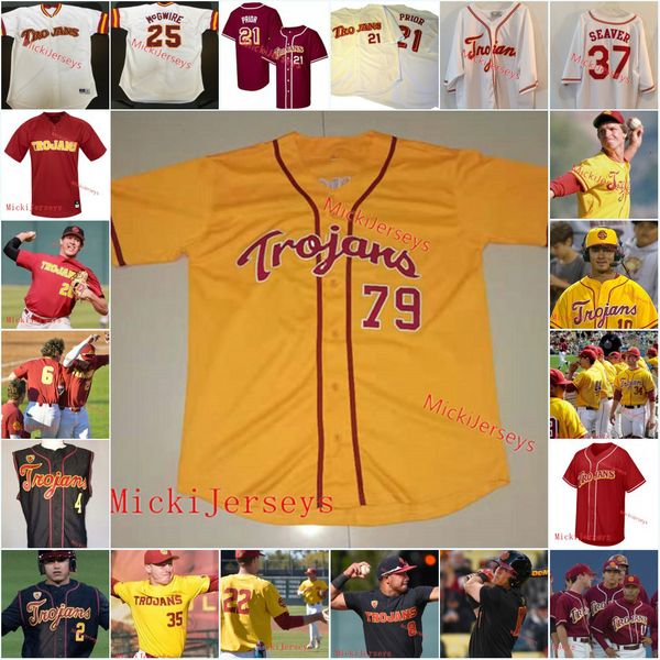 

custom usc trojans baseball jersey barry zito roy smalley fred lynn dave kingman mcgwire mark prior tom seaver randy johnson usc jersey, Black