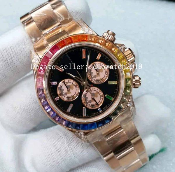 

40mm jh maker mens automatic chronograph cal.4130 rose gold white brown mother of pearl diamond dial eta cosmograph sport wristwates, Slivery;brown