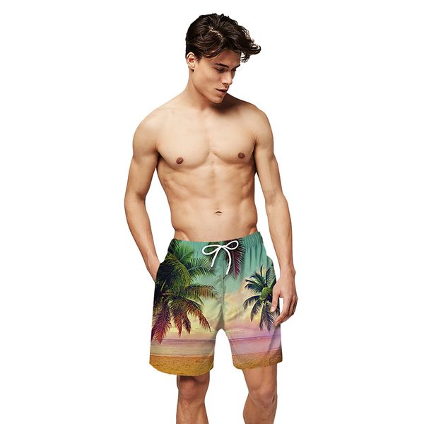 

men's shorts beach pants slacks coconut print, White;black