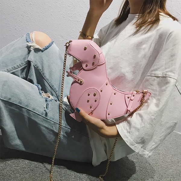 

3d dinosaur design заклепки кожа pu девушки плетеный кошелек сумка tote дамы crossbody мини сумка лоскут женщин