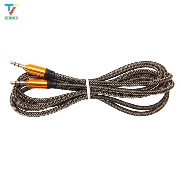 

300pcs/lot 3.5 jack aux cable 3.5mm car fishnet audio cable 1.8m gold plated jack male to male speaker cables for headphone speaker