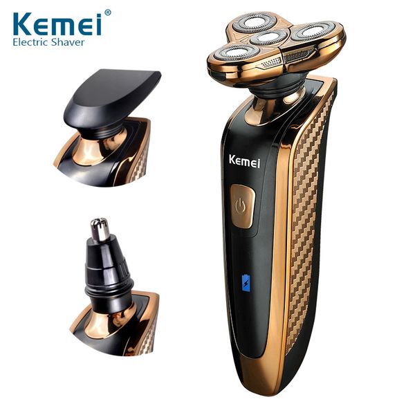

kemei men's electric shave multifunctional 3d floating four blade waterproof razor rechargeable nose ear hair beard trimmer 43d
