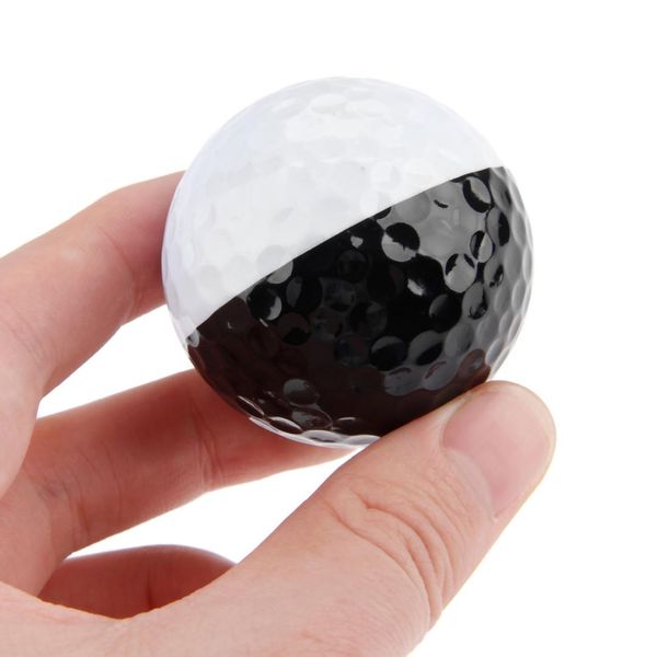 

surieen 1pc durable two-color ball golf balls 42.7mm synthetic rubber golf training balls sports black+white practice