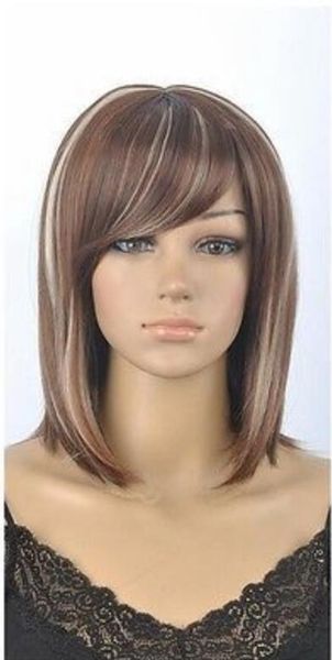 Wig New Fashion Wig Mixed Color Streaked Short Hair Full Wig