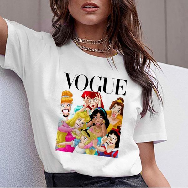 

summer fashion graphic tee shirt femme funny princess vogue harajuku t shirt korean girls kawaii streetwear, White