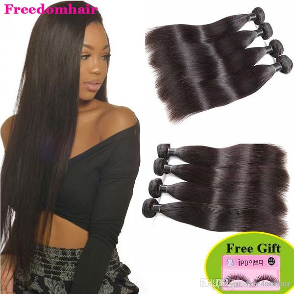 

бразильский extensions волоса top grade перуанских малазийские индийские человеческие волосы weave бразильский прямые волосы 1 / 4шт много о, Black