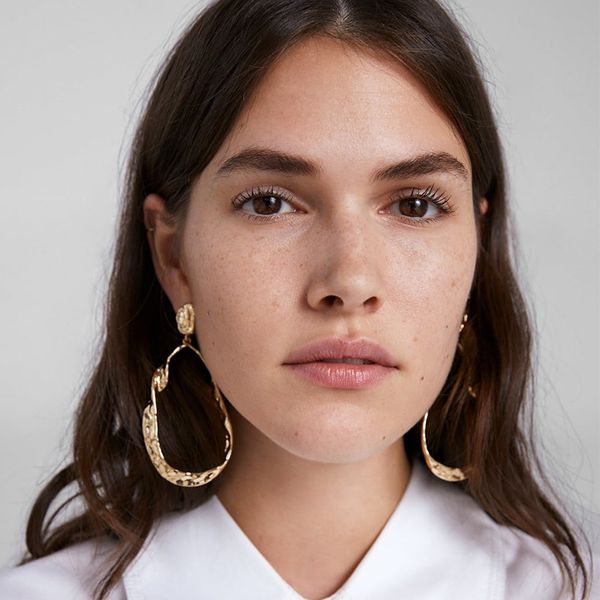 

hot new fashion designer exaggerated geometry irregular big metal circles pearl pendant stud earrings for women girls