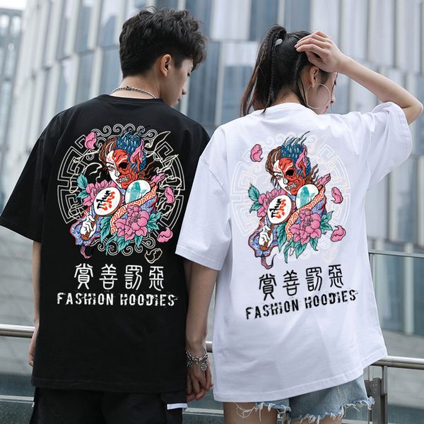 

designer tshirt lovers new student hip-hop japanese street harajuku bf wind hong kong style short sleeve t-shirt men loose half sleeve, White;black